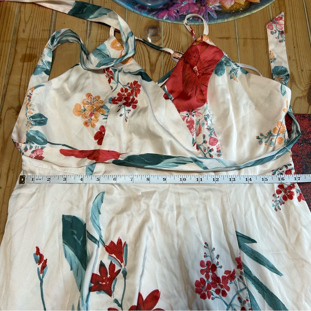 NWOT Lulus Still The One Cream Floral Satin Maxi Dress - Picture 6 of 10